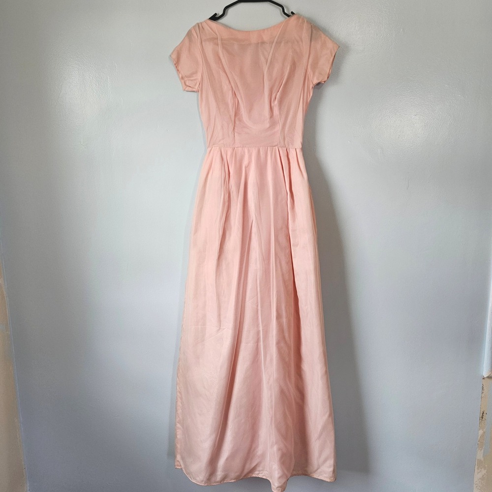 Vtg 50s 60s Magnolia Shoppe Duluth Pink Bow Back Eveningβ Gown Prom Dress XS